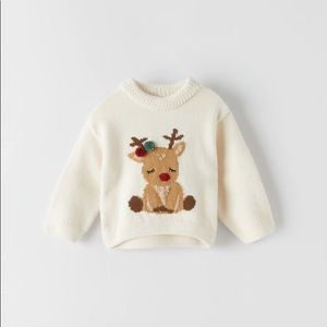 NWOT Zara Reindeer Calf Knit Sweater, 9-12 months
